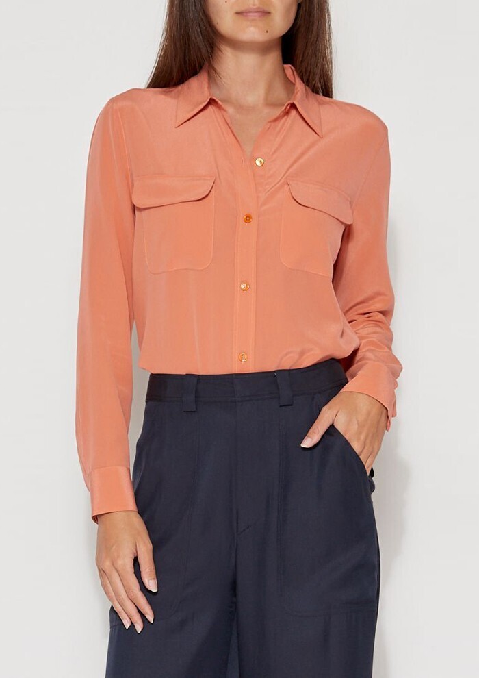 EQUIPMENT Slim Signature long-sleeve silk shirt