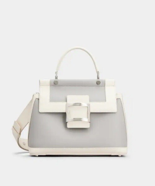 Roger Vivier ヴィヴ カバ バイカラー メタル バックル レザー バッグ