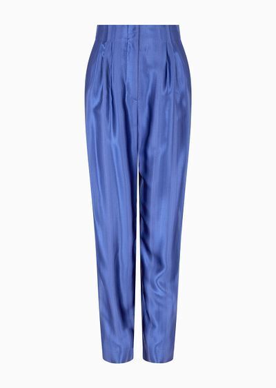 EMPORIO ARMANI オーバルレッグパンツ ビスコースジャカード 斜めグラデーションモチーフ