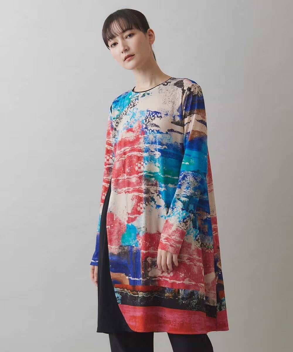 HIROKO KOSHINO 異素材コレクションプリントチュニック