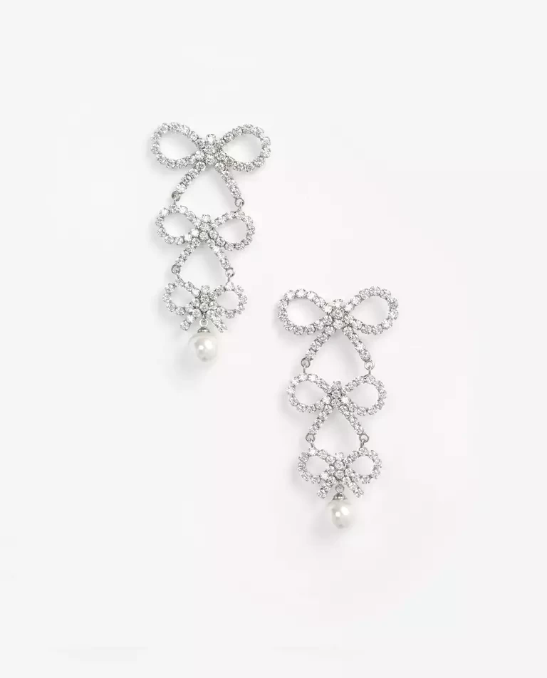 Self-Portrait Bow earrings with crystals