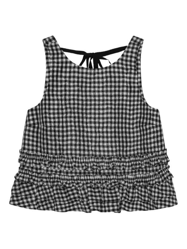 GANNI check-print ruffled top