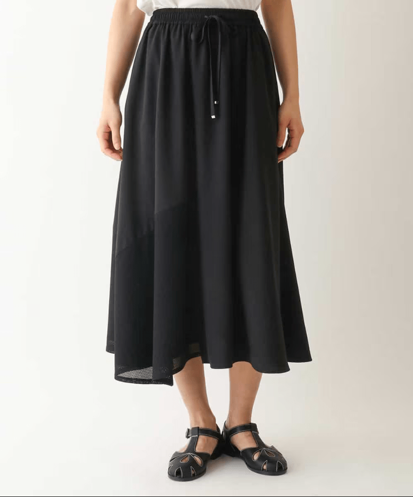 HIROKO BIS 切り替えメッシュフレアスカート