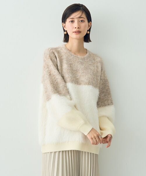 YECCA VECCA ニット 素材MIX配色プルオーバー レディース