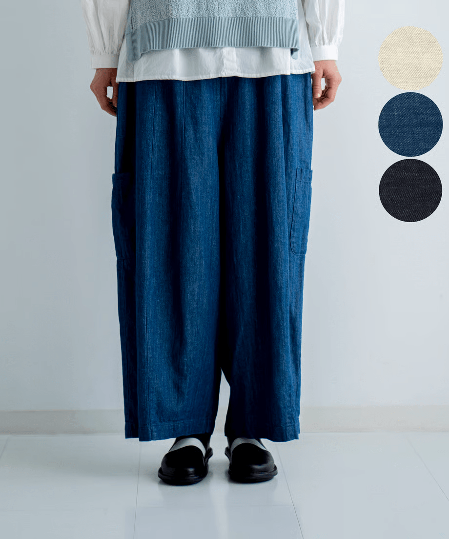 ista-ire 6.5oz甘撚りデニム　ワイドバルーンパンツ