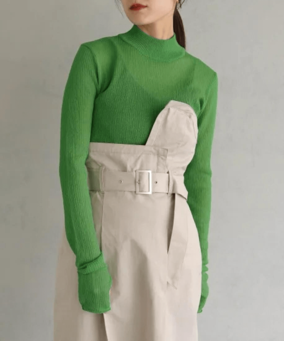 &g’aime HIGHNECK SHEER RIB KNIT TOPS/986-64002