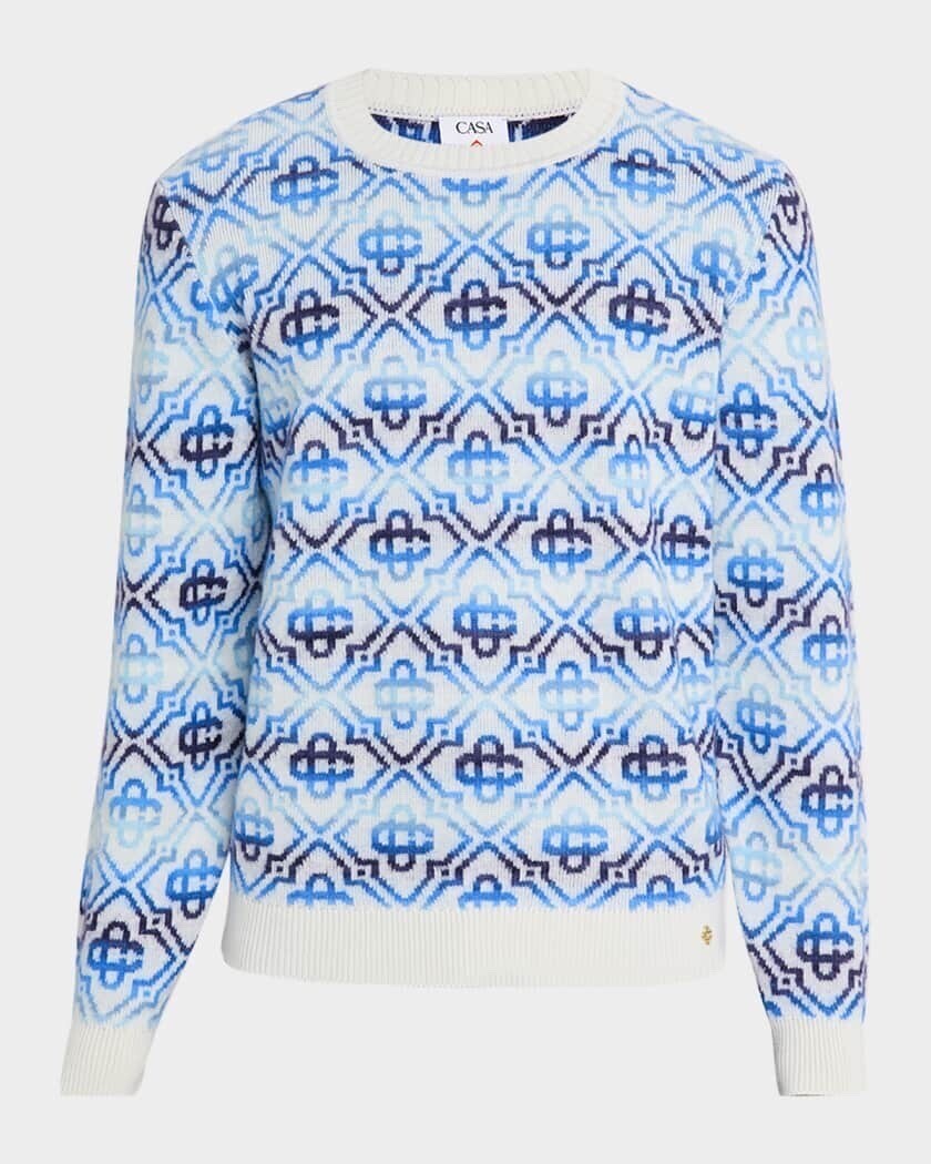 CASABLANCA Men's Space Dye Monogram Knit Crewneck Sweater
