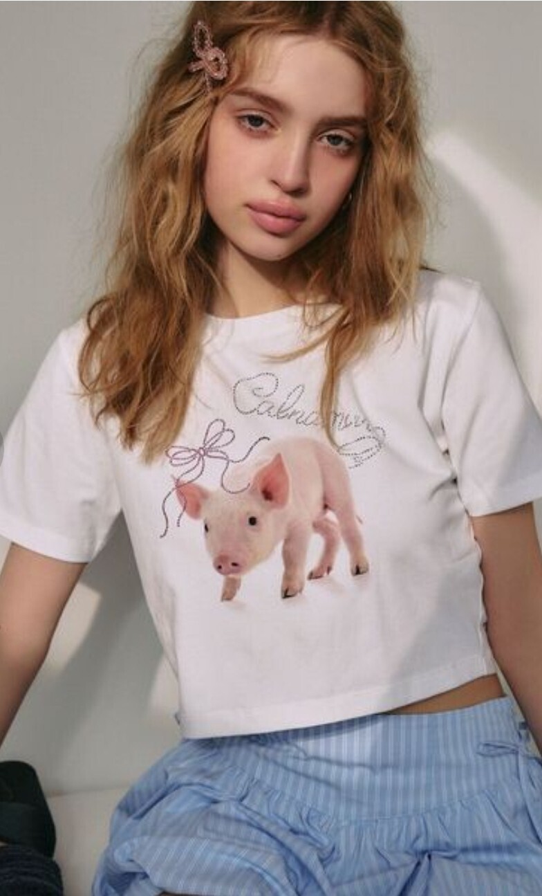 CALNAMUR PIGLET RIBBON BIJOU TSHIRTS