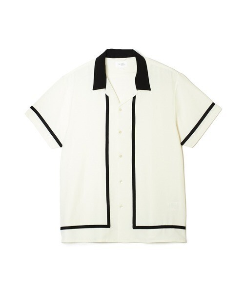 CRIMIE LINE KNIT TAPE EASY CARE OPEN COLLAR SHORT SLEEVE SHIRT