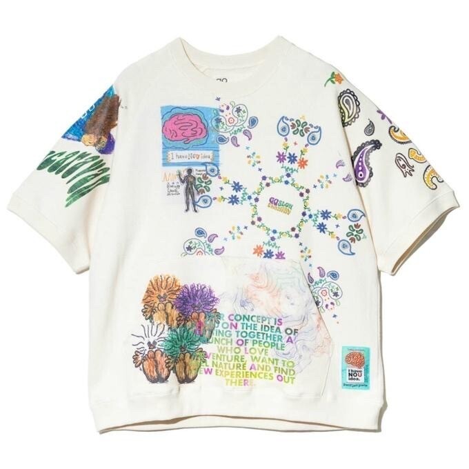 go slow caravan Tシャツ 半袖 メンズ UNIQUEインレイ 落書きMIX ラグラン TEE