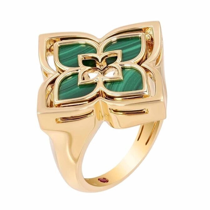 Roberto Coin Venetian Princess Pirouette Diamond & Malachite Ring