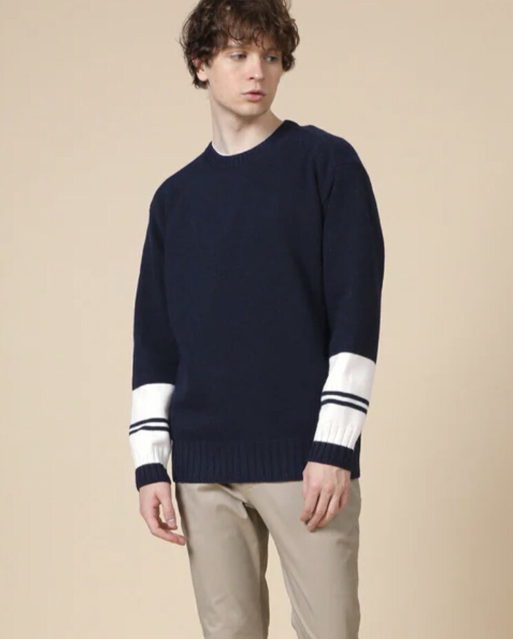 LANVIN en Bleu マリンテイスト クルーネックニット