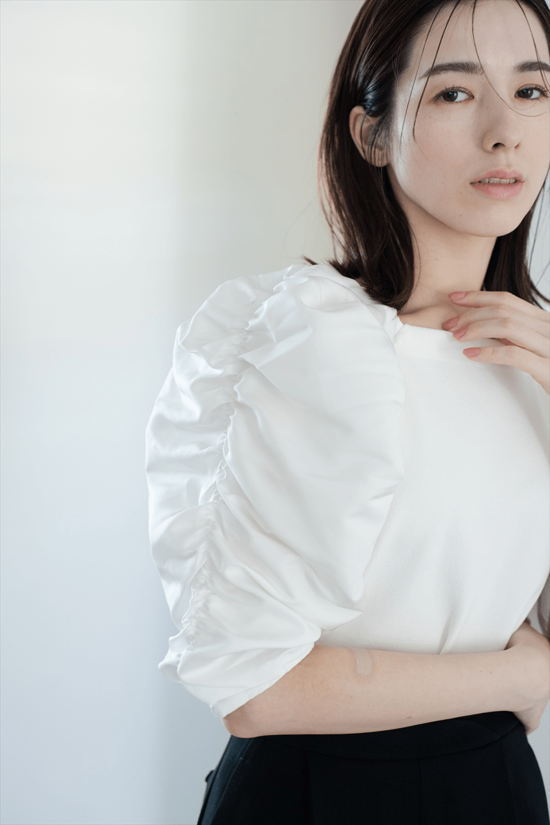 maison de Dolce. バルーンギャザードッキングニット【white】