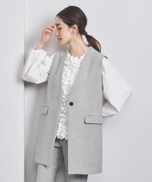 UNITED ARROWS Vネック ノーカラー ミドル ベスト