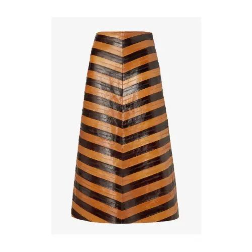 FENDI イールレザー ツートン シェブロンスカート