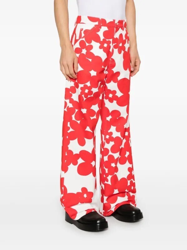 MARNI floral-print gabardine trousers