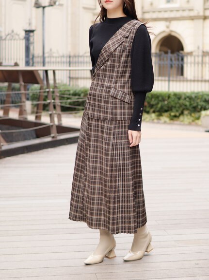 LADYMADE ベストレイヤードサイドプリーツSK