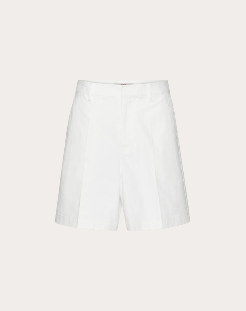 VALENTINO ストレッチコットンキャンバス ラバーコーティングVディテール バミューダパンツ