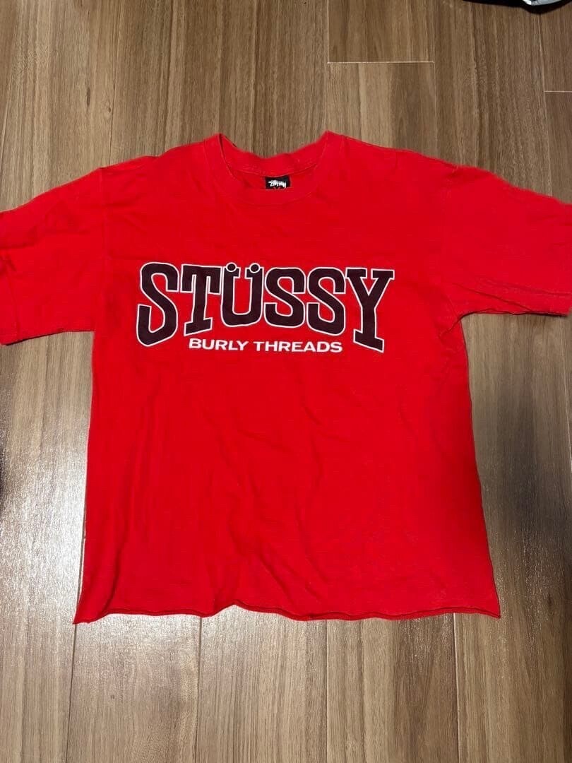 STUSSY プリントTシャツ レッド 短丈
