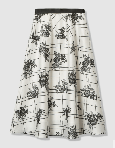 LOULOU WILLOUGHBY SILK COフラワーチェックスカート