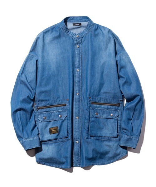 glamb Stand Collar Denim SH / スタンドカラーデニムシャツ