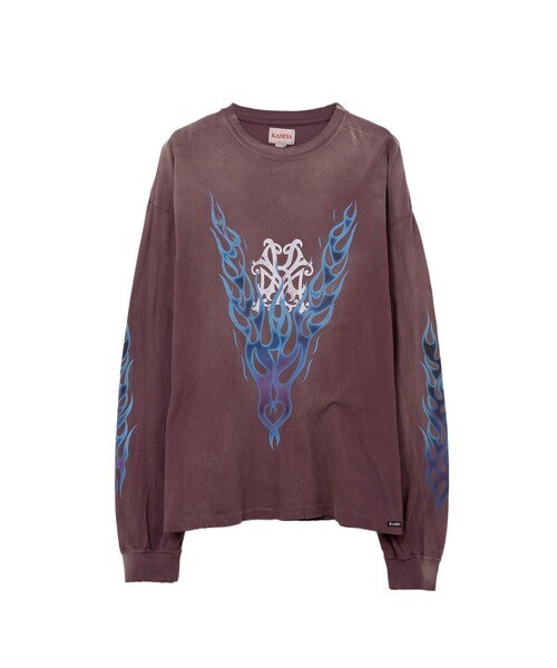 KAMIYA “KMY-FIRE” Distressed L/S T-shirt