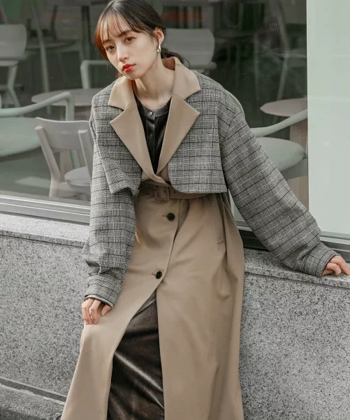 HARE (W)2Pチェックボレロ*SLコート