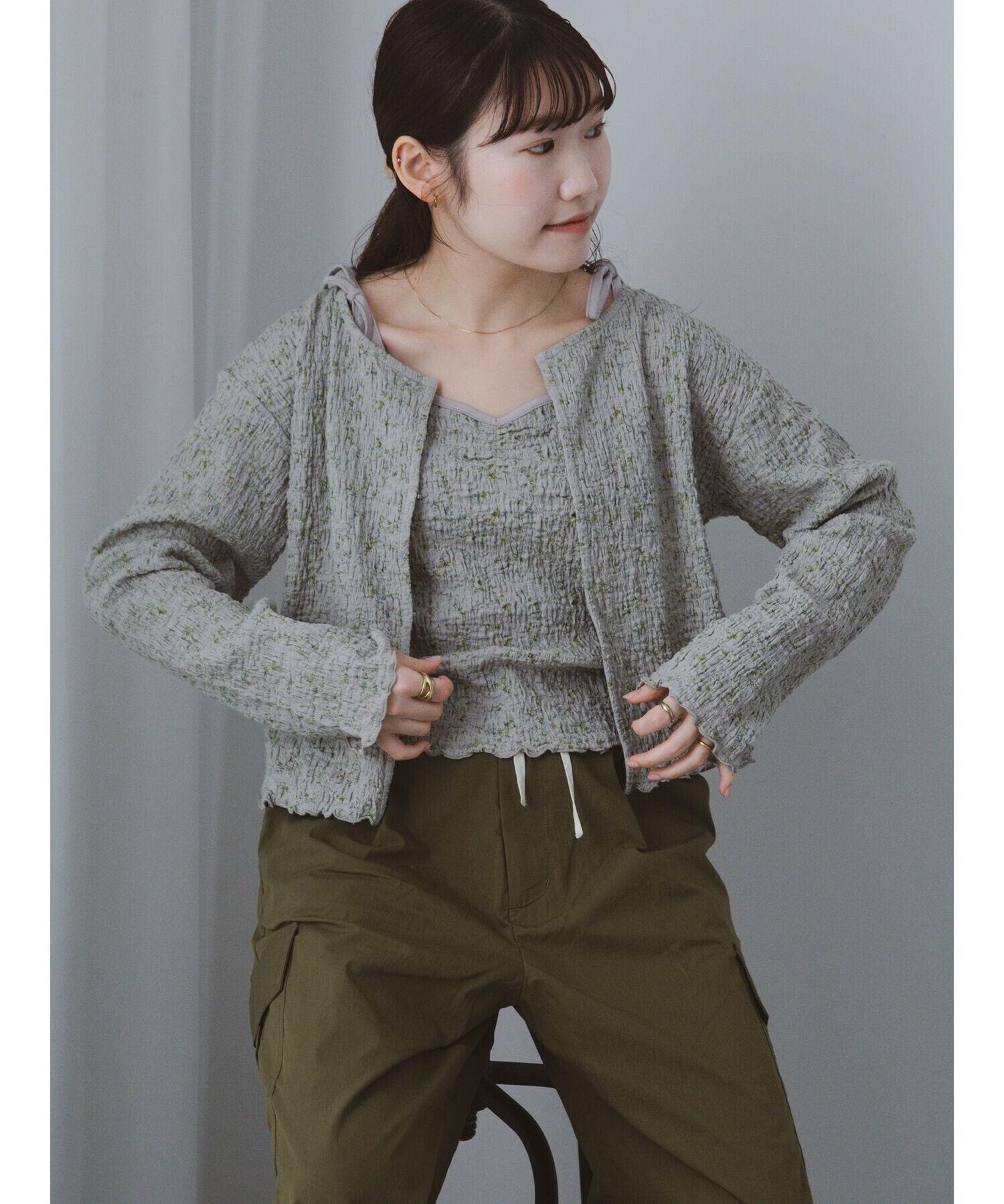 ehka sopo 花柄カーディガンキャミセット