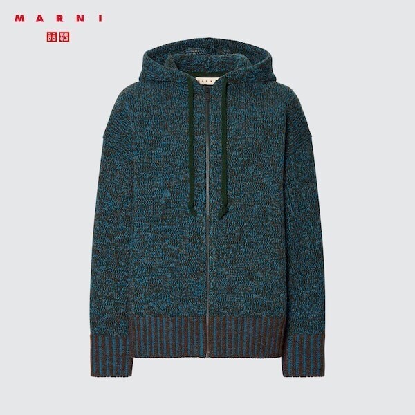 UNIQLO ミックスカラーニットオーバーサイズフルジップパーカ