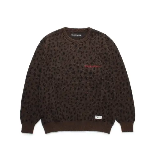 WACKO MARIA LEOPARD MOHAIR KNIT JACQUARD SWEATER