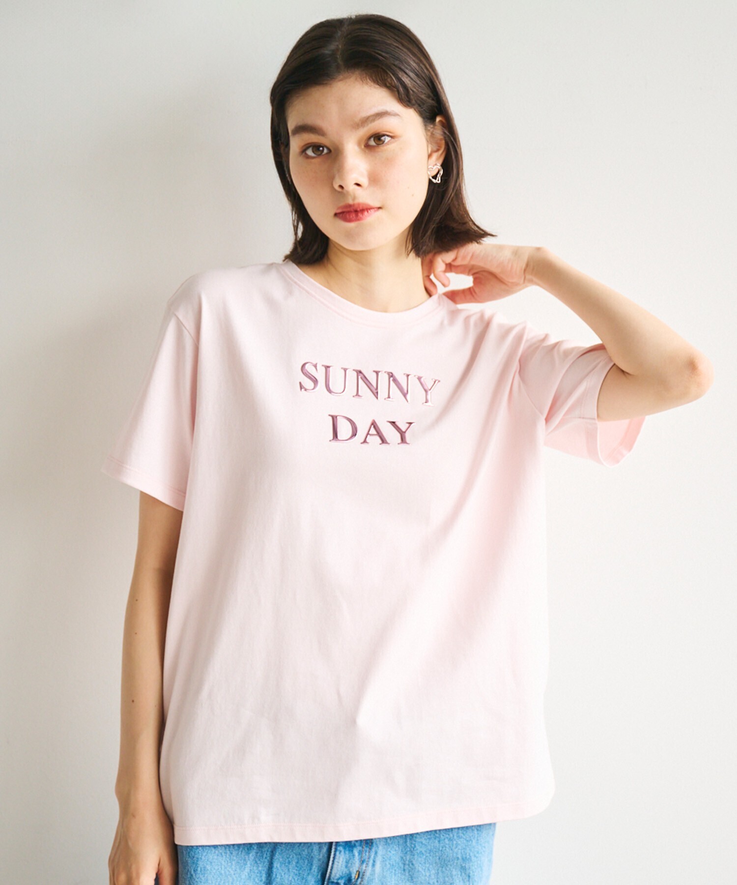 COCODEAL メタリック型押しプリントTシャツ