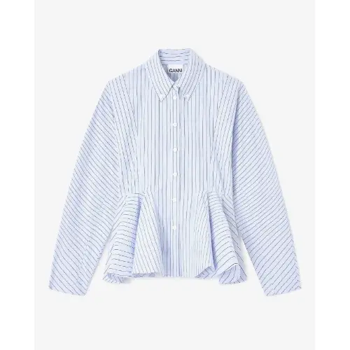GANNI Blue Stripe Peplum Shirt