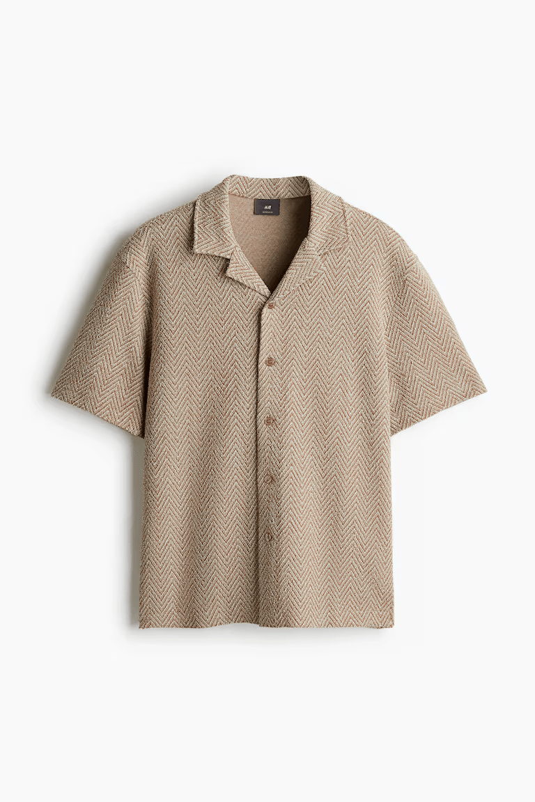 H & M レギュラーフィット ヘリンボーンリゾートシャツ