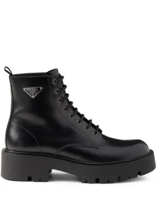 PRADA レザーコンバットブーツ