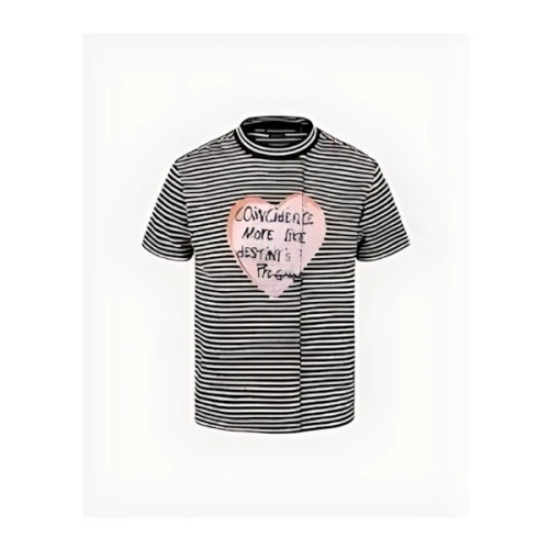 Andersson Bell HEART MESSAGE STRIPE CREW NECK SWEATER