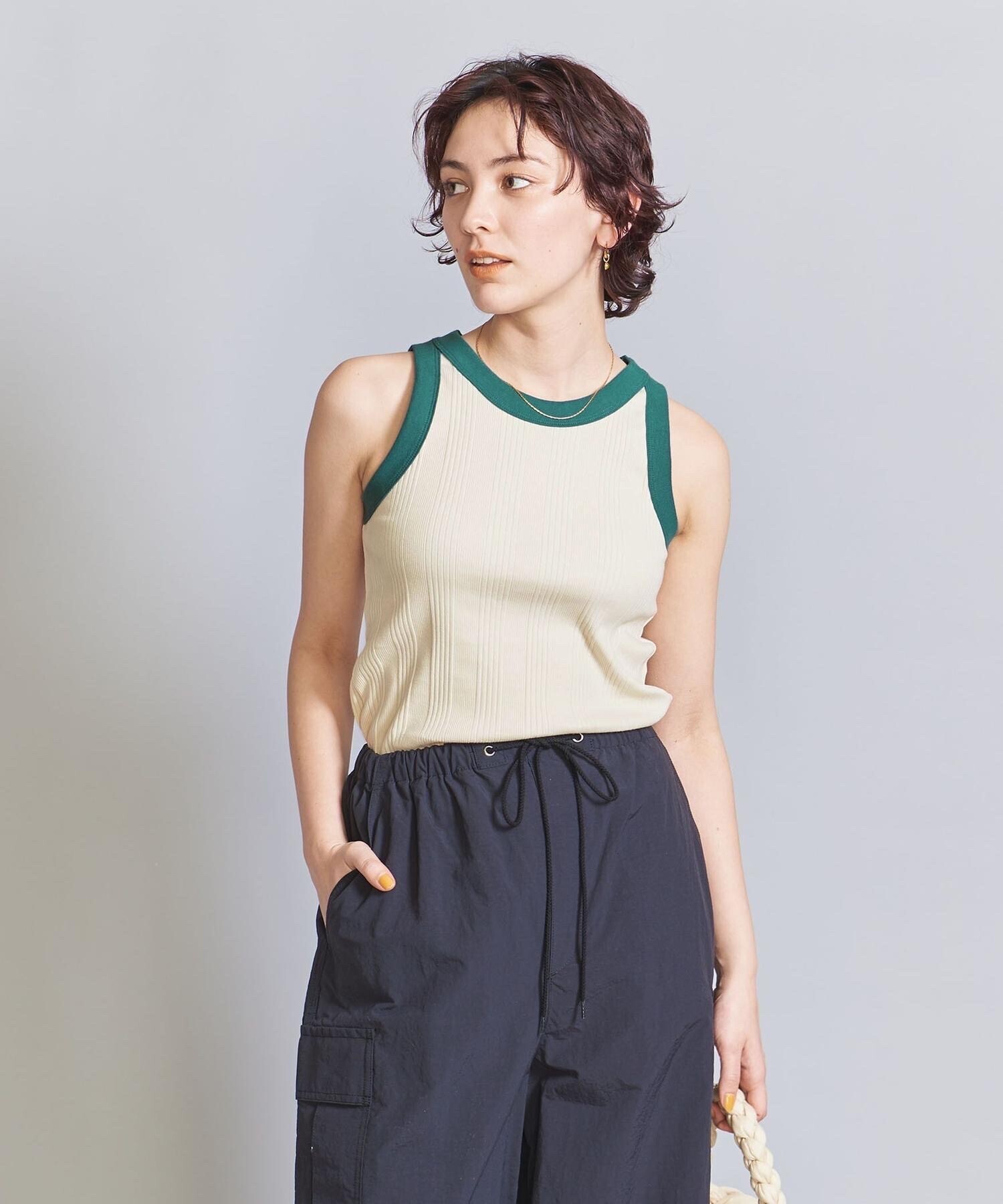 BEAUTY&YOUTH UNITED ARROWS コットン ランダムリブ リンガー タンクトップ