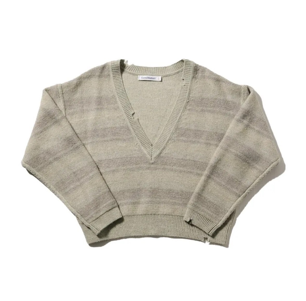 SANDWATERR ORGANIZED V NECK BORDER SWEATER ‐ A/W MIX YARN