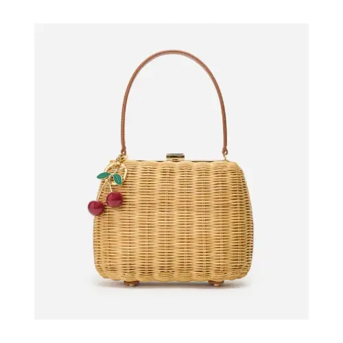 Self-Portrait Rattan Cherry Charm Mini Bag