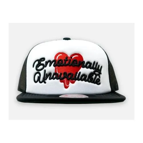 EMOTIONALLY UNAVAILABLE EU SCRIPT LOGO TRUCKER