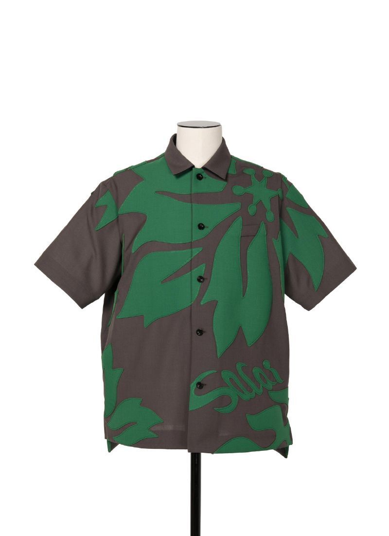 sacai Floral Embroidered Patch Suiting Shirt
