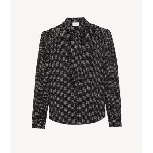 SAINT LAURENT ドットシルク ブラウス