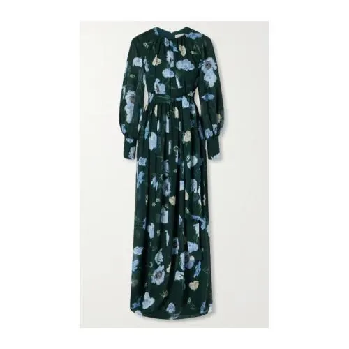 ERDEM Floral-printed silk-voile gown