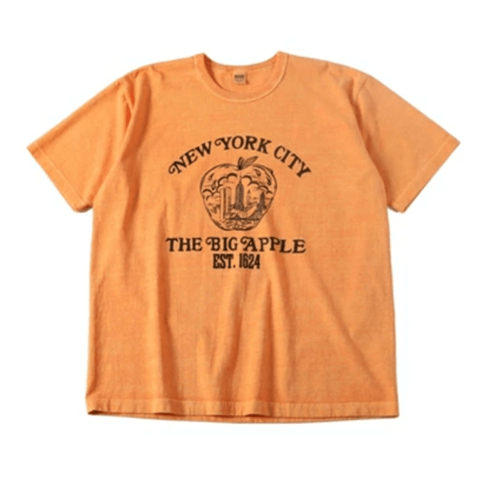 BARNS OUTFITTERS ピグメント染め チューブ 半袖 プリント Tシャツ "NYC Big Apple"