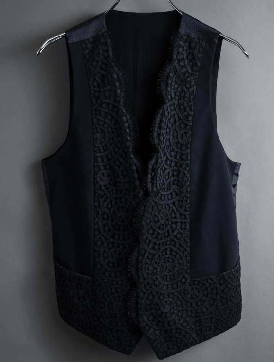 JEAN PAUL GAULTIER 90's Geometric lace design tailored vest