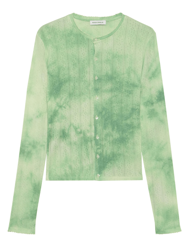 MADISONBLUE EMBROIDERED COLLAR CARDIGAN TIE-DYE