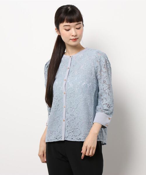 natural couture 前後2WAYバンドカラーブラウス