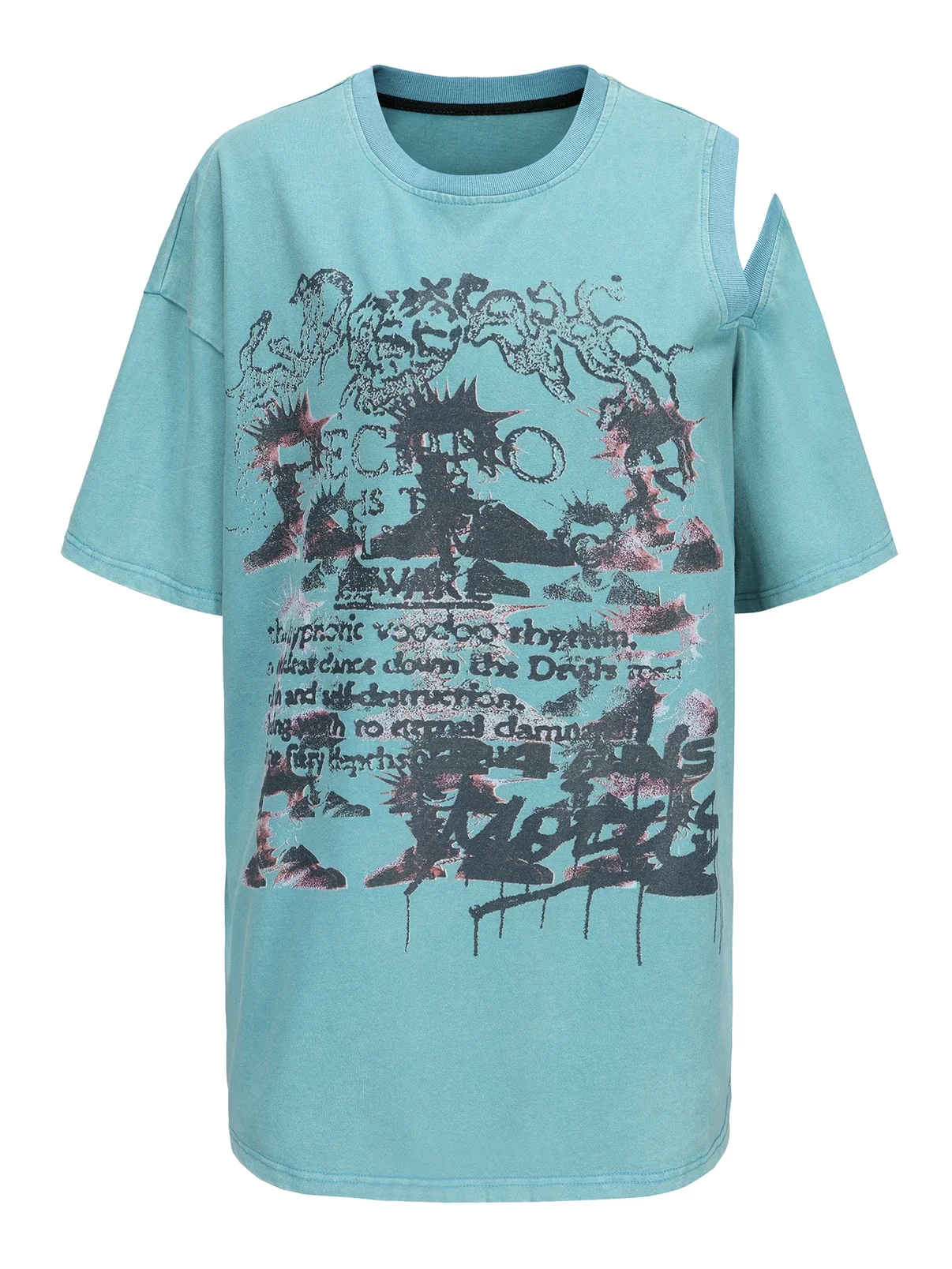 24ANS Sholder-cut Oversize Long Print-T-shirt