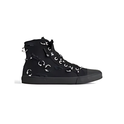Balenciaga MEN'S PARIS HIGH TOP SNEAKER WITH PIERCINGS IN BLACK
