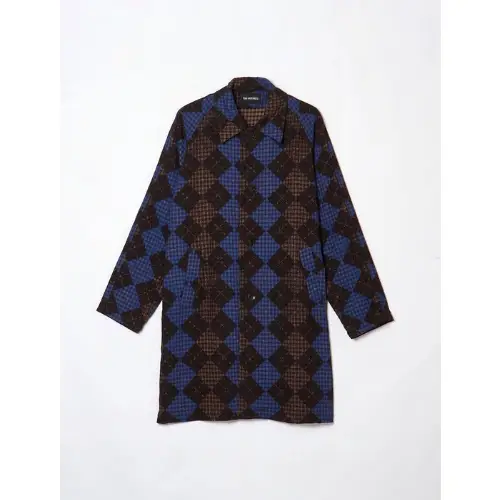 YUKI HASHIMOTO ARGYLE PRINTED MAC COAT