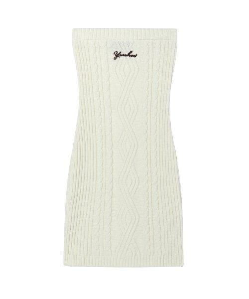 YOUHEE YOUHEE TUBE TOP CABLE KNIT DRESS IVORY